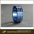 Stainless Steel Blue IP Centered Three Band Combination 7.5mm Ring (ZY-A74)